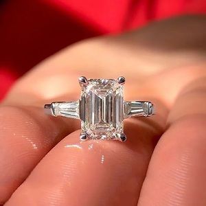 1.75Ct Emerald Cut Swarovski 9x7 Solitaire Ring